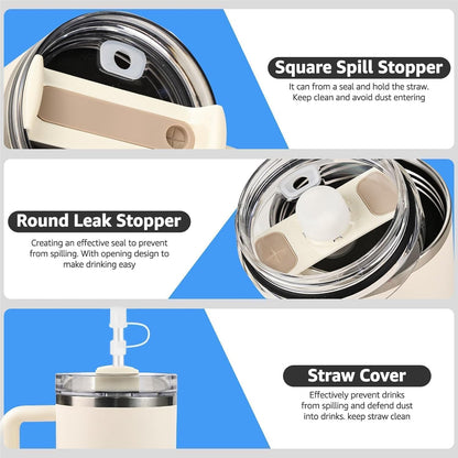 MOLOSLEEVE 21 Colors Straw Toppers Include A Set of Leak-proof Plugs, for Stanley Straw Covers Cap for Stanley Cup 2.0 30oz, 40oz, Silicone, Dust-Proof （Clear）