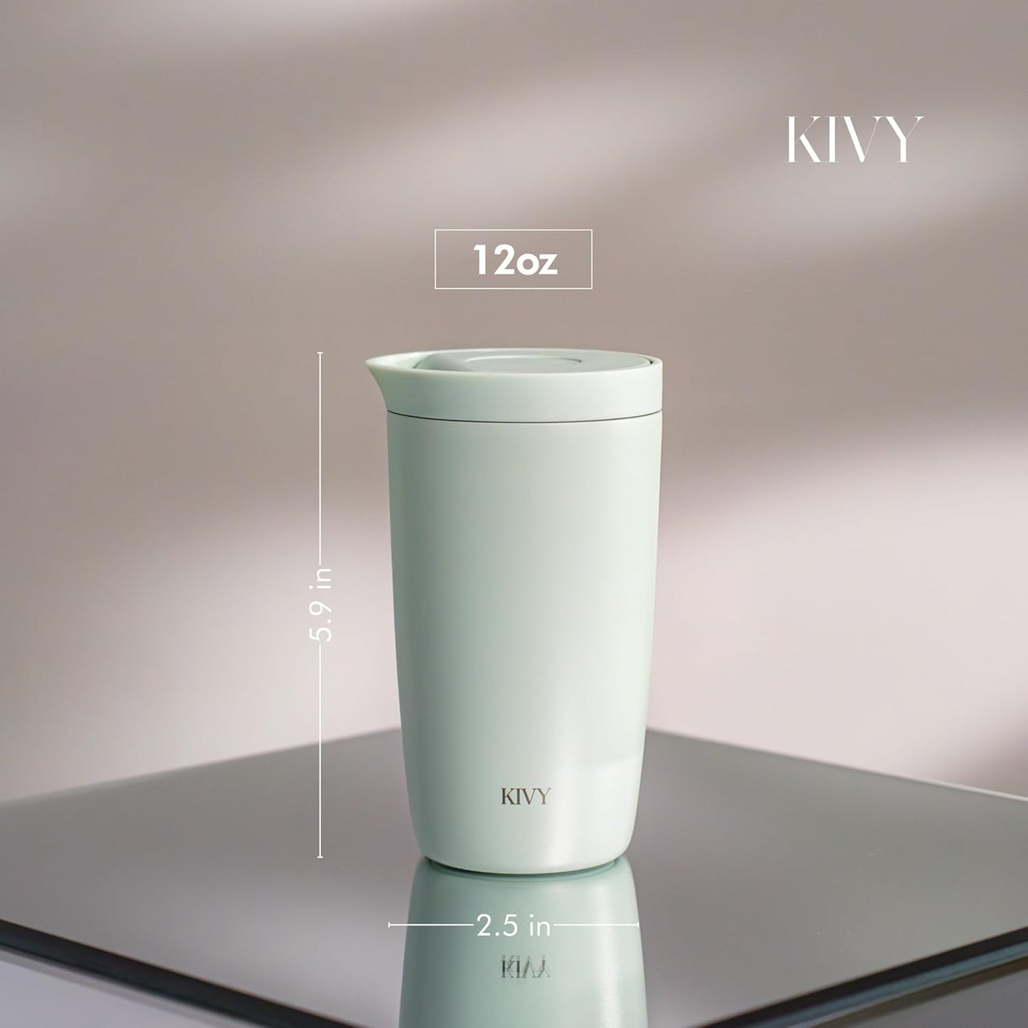KIVY Travel Coffee Mug Tumbler [24h Cold | 6h Hot] Insulated Coffee Tumbler Stainless Steel - Leak Proof Coffee Travel Mug - 12oz Insulated cup to go for hot & cold drinks - Cups for Women & Men
