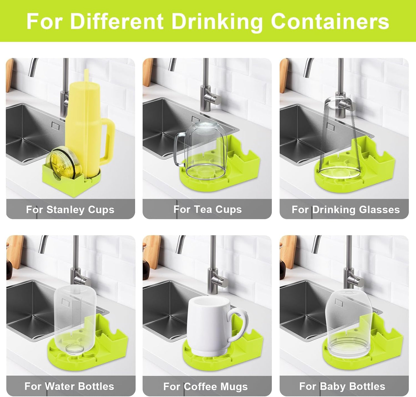 Water Bottle Drying Rack, Silicone Tumbler Drying Rack, Baby Bottle Dryer Holder, Cup Dryer for Stanley 20/30/40 oz, Mugs, Glasses
