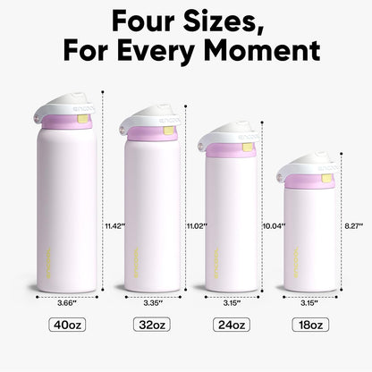 ENCOOL Leakproof Insulated Water Bottle with Straw Dual-Sip Water Bottle Bag-Safe Design for Work, Commute & Gym – Keeps Drinks Cold All Day, 24 oz, Lemonade Pink - Colors A