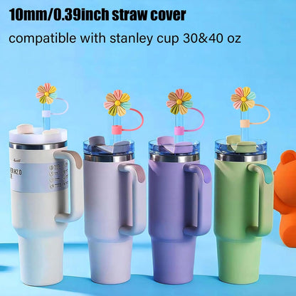 Silicone Straw Covers Cap Compatible with Stanley Cup 30 40 oz-Dust-Proof Reusable Straw Cover for Tumblers and Water Bottles