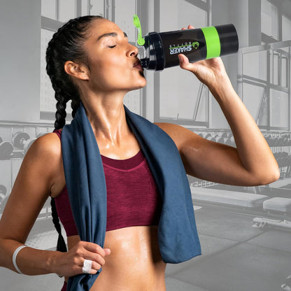 XTK Shaker Bottle 16OZ Protein Shaker Bottles with Mix Ball Sports Water Bottle Leak Proof GYM Cup for Protein Mixes with Powder Storage & Pill Organizer, Ideal for Pre Workout,BPA Free(black)