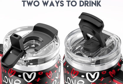 Meoky 32 oz Tumbler with Handle, Insulated Tumbler with Lid and Straw, Stainless Steel Travel Mug, Keeps Cold for 24 Hours, 100% Leak Proof, Fits in Car Cup Holder (Night)