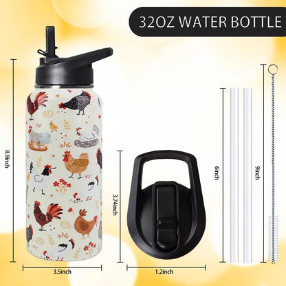 32 oz Pickleball Insulated Water Bottle with Straw - Pickleball Gym Hiking Sports Coffee Mug | Perfect Pickleball Gifts for Women, Pickleball Decor Accessories