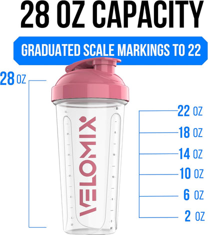 VELOMIX -6 PACK- 28 oz Protein Shaker Bottle for Protein Mixes - 6x Wire Whisk | Leak Proof Shaker Cups for Protein Shakes | Protein Shaker Bottle Pack | Protein Shake Cup (Earth Tones Collection)