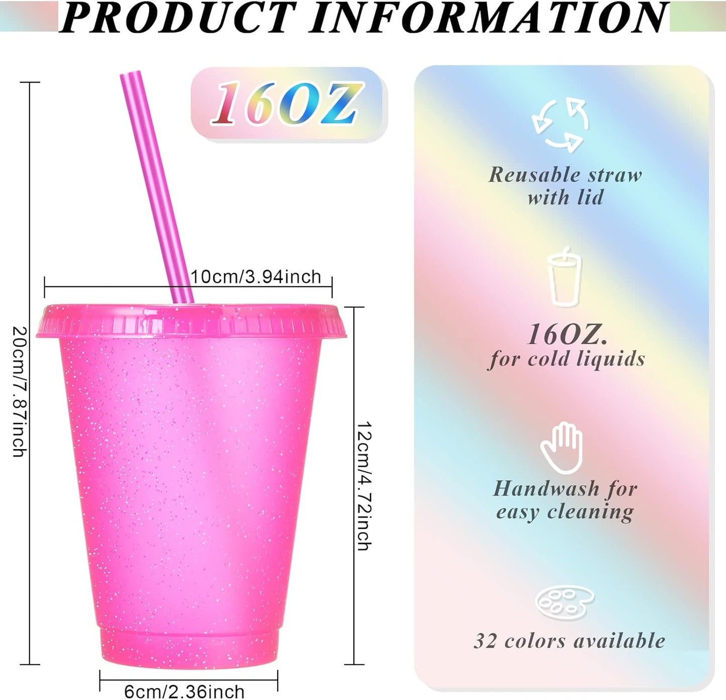Sieral 30 Pack Cups with Lids and Straws Kids Tumbler with Straw Reusable Water Bottle Iced Coffee Travel Mug Adults Plastic Cups for Parties 16 oz (Candy Colors)