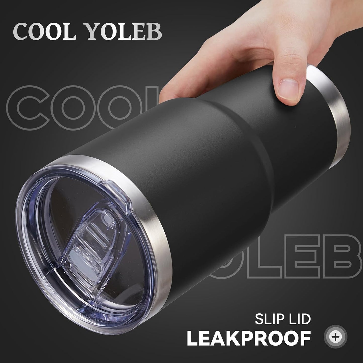 30 oz Tumbler with Lid Stainless Steel Tumblers Vacuum Insulated Cup Reusable Powder Coated Travel Mug Double Wall Leak Proof Portable Cups Keep Cold Drinks for 12 Hours, Stainless, 1 Pack