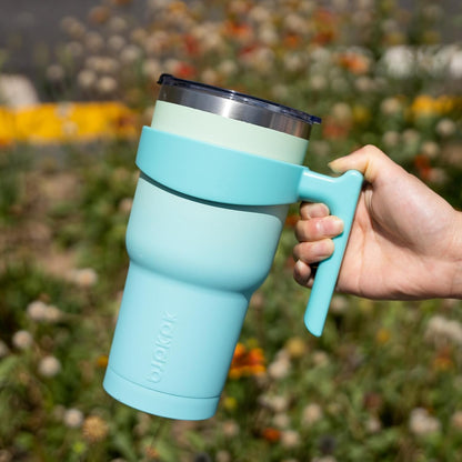 BJPKPK Tumbler With Handle And Straw Lid 40 oz Stainless Steel Insulated Coffee Tumbler Cups For Home, Office or Car,Turquoise