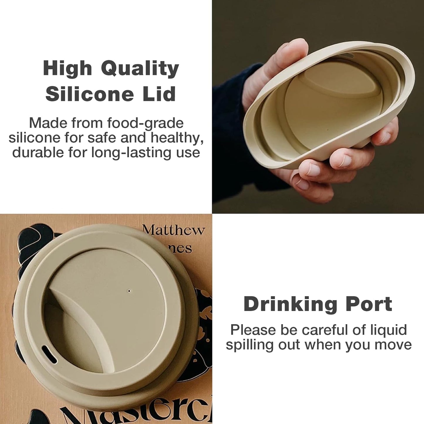 Gencywe Ceramic Travel Mugs with Silicone Lids, 15 oz Portable Coffee Mug Travel Unique To Go Mug, Reusable Coffee Cups with Non-Slip Sleeve, Cappuccino,Tea,Latte,Iced Coffee Cups, Dishwasher Safe
