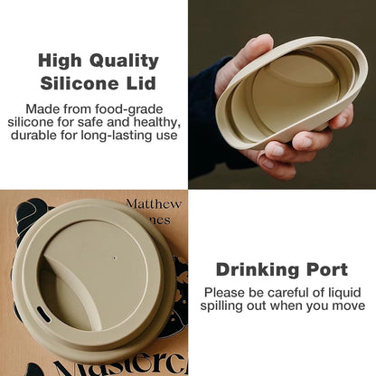Gencywe Ceramic Travel Mugs with Silicone Lids, 15 oz Portable Coffee Mug Travel Unique To Go Mug, Reusable Coffee Cups with Non-Slip Sleeve, Cappuccino,Tea,Latte,Iced Coffee Cups, Dishwasher Safe