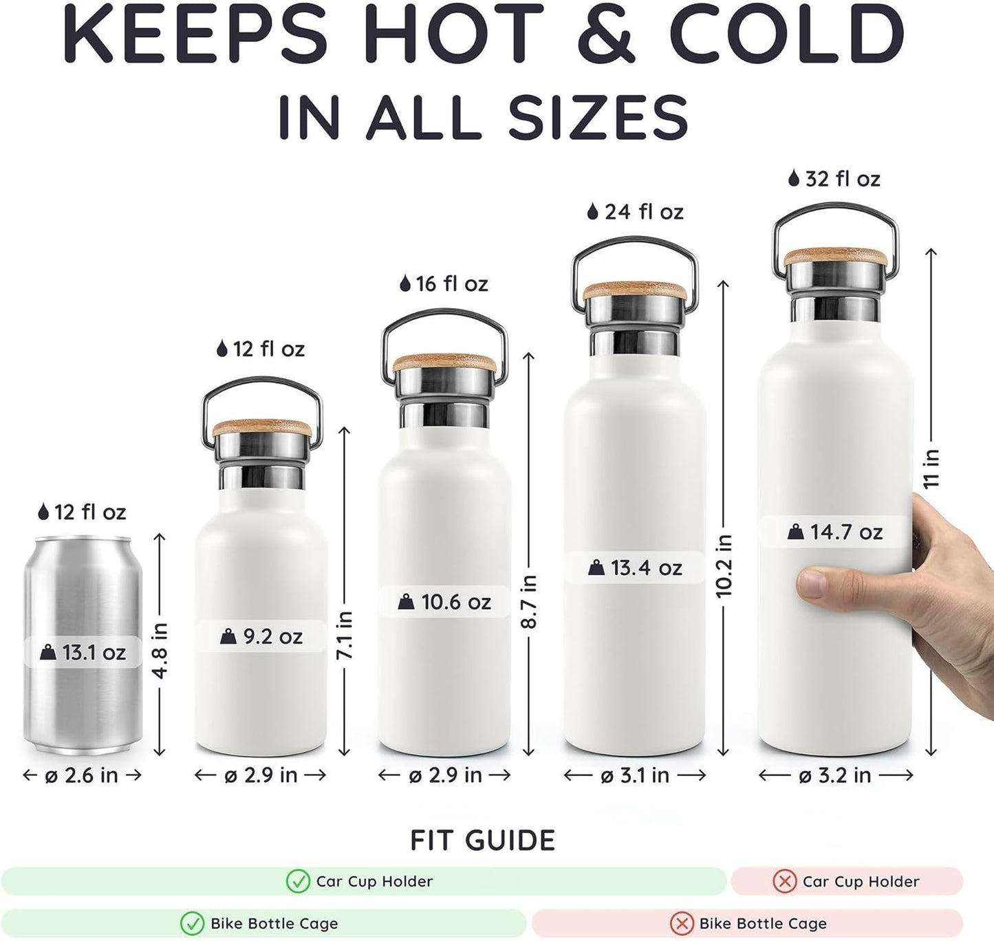Bambaw 24 oz Stainless Steel Water Bottle, Insulated Metal Water Bottle Wide Mouth, Great for Hiking & Travel, With Handle Easy to Carry, Rust-Resistant & Durable (Aegean Blue)