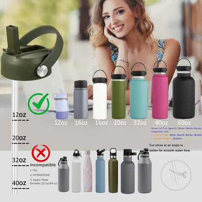 RRegeny Straw Lid for Hydro Flask Wide Mouth 32 40 oz, Lids with Flexible Handle compatible with HydroFlask, Replacement Sports Flex Cap Wide Mouth Top