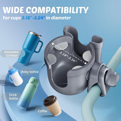 Guiseapue Cup Holder for Walker: Stroller Cup Holder Attachment with Phone Holder, Wheelchair/Stroller Accessories for Rollator, Bike, Scooter, Baby Essentials, Gifts for New Mom
