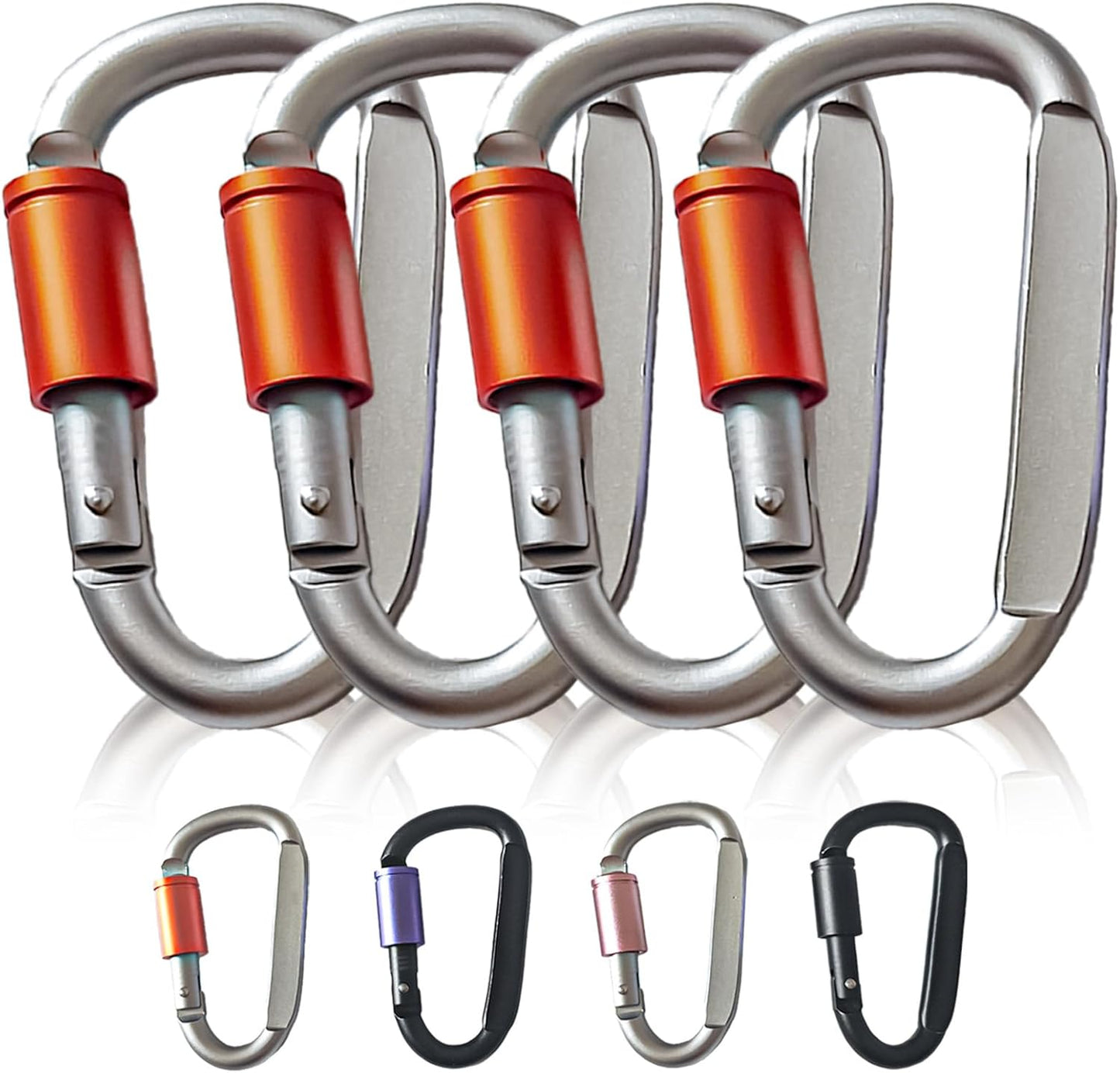 Paracord Keychain/Carabiner Clip - Jaymokes D Ring Metal Hook for Water Bottle, Key, Backpacks and More