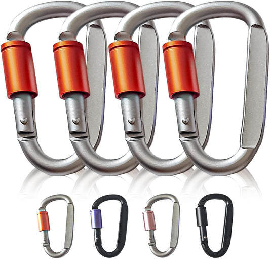 Paracord Keychain/Carabiner Clip - Jaymokes D Ring Metal Hook for Water Bottle, Key, Backpacks and More