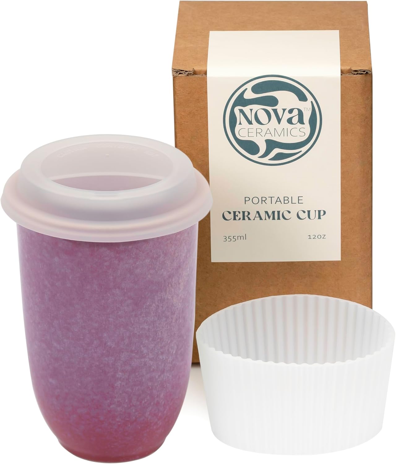 NOVA CERAMICS Coffee Tumbler – Travel Mug - On the Go Coffee Mug – Microwave & Dishwasher Safe Green Coffee Tumbler - Gifts For Women Men Him Her – 16oz – Monsoon