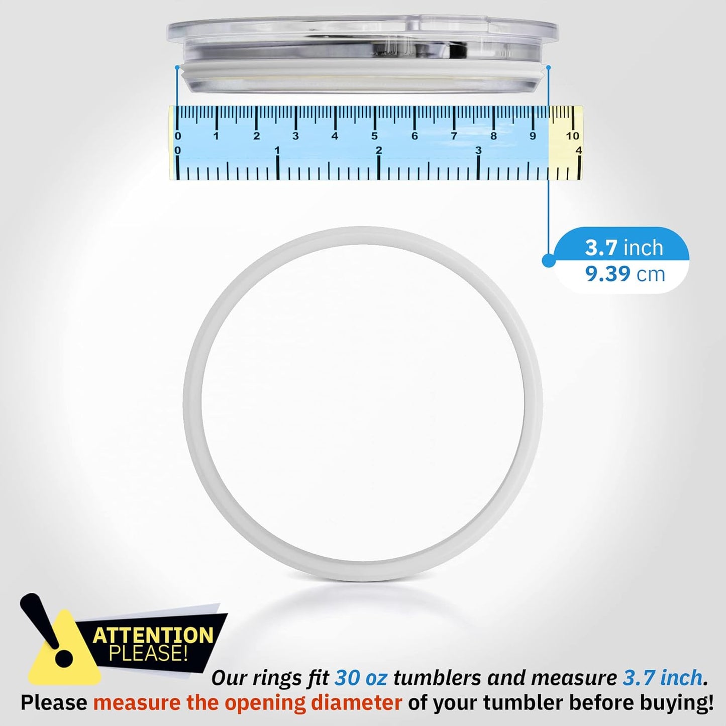 4 Pack - 30 oz Replacement Rubber Lid Ring, 3.7 Inch Diameter Gasket Seals, White Lid Gasket Rings for Insulated Stainless Steel Tumbler fits Yti, Ozark Trail, Beast and Renowned Brands