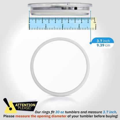 4 Pack - 30 oz Replacement Rubber Lid Ring, 3.7 Inch Diameter Gasket Seals, White Lid Gasket Rings for Insulated Stainless Steel Tumbler fits Yti, Ozark Trail, Beast and Renowned Brands