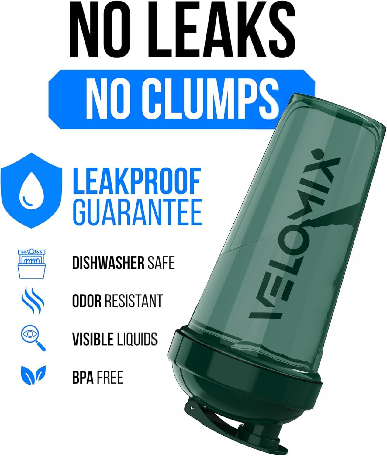 VELOMIX -6 PACK- 28 oz Protein Shaker Bottle for Protein Mixes -6x Wire Whisk | Leak Proof Shaker Cups for Protein Shakes | Large, Stackable Protein Shaker Bottle Pack