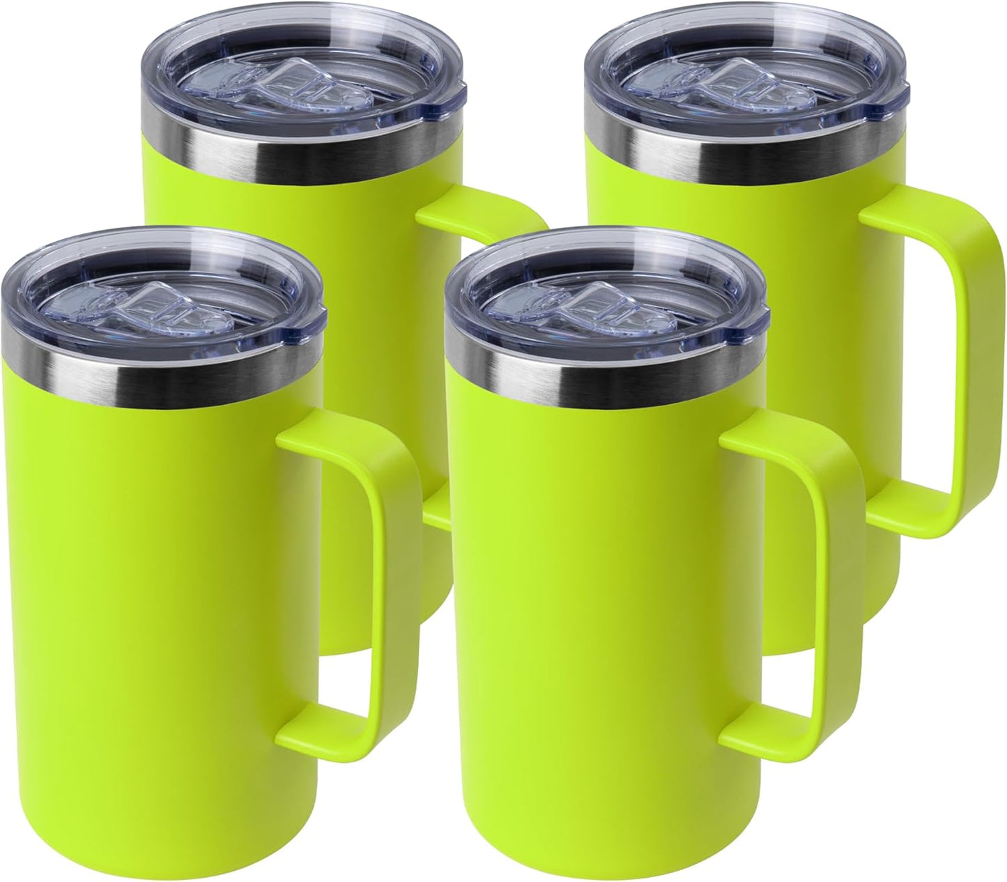 DOMICARE 24oz Mug with Handle and Lid, Stainless Steel Coffee Mug, Reusable Insulated Cup, Travel Mug with Handle, Double Wall Vacuum Coffee Tumbler for Men and Women, Black, Pack 1
