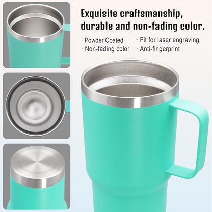 20 oz Tumbler with Handle and Lid, Stainless Steel Tumbler Insulated Travel Coffee Mug, Spill Proof Double Wall Vacuum Tumbler Cup Keep Drink Hot & Cold,White, 1 Pack