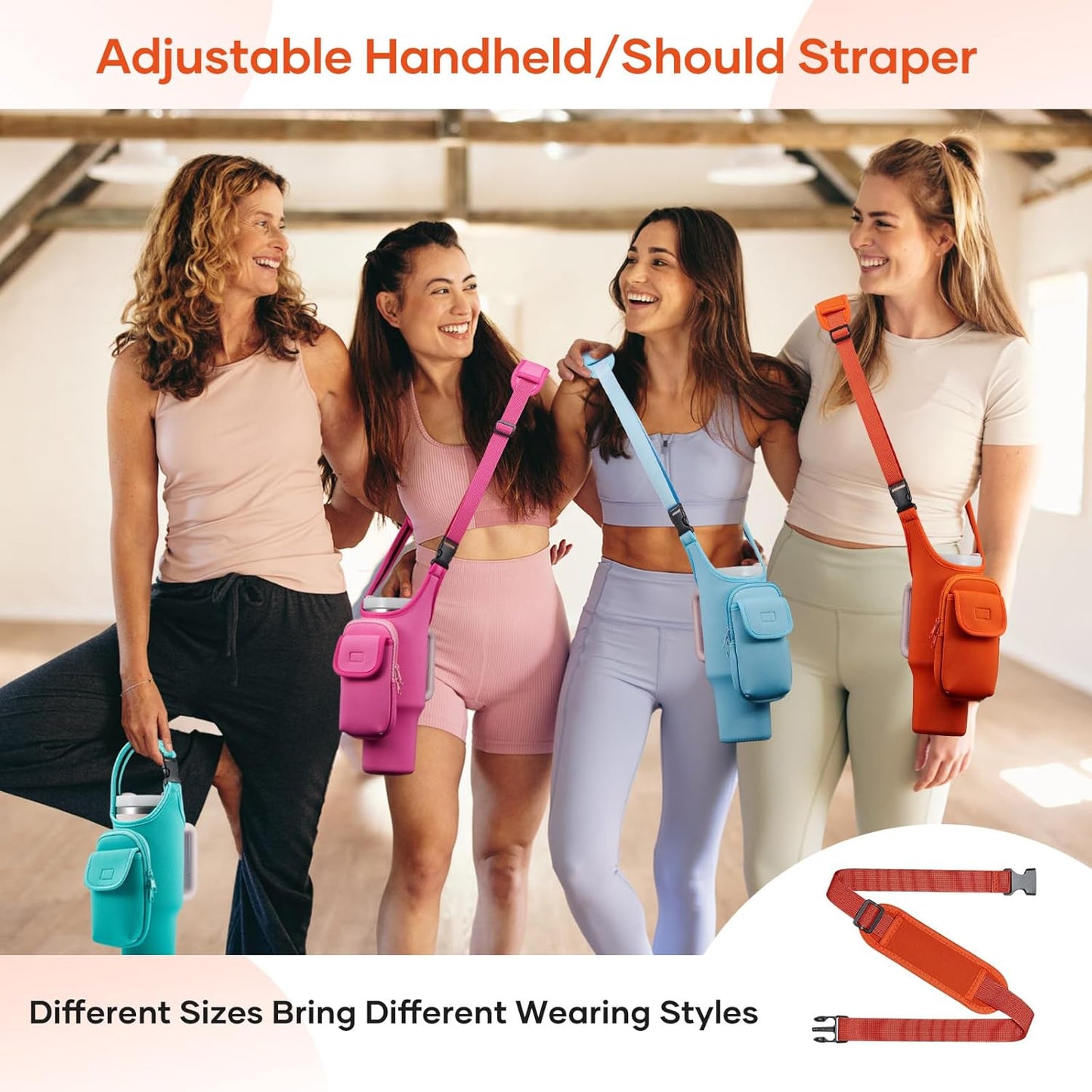 Bufilea Carrier Bag with Phone Holder Pockets for Stanley 40/30oz Tumbler with Handle, Insulated Neoprene Crossbody Bag Cup Holder w/Shoulder & Handheld Straps Fits Stanley Cup Accessories