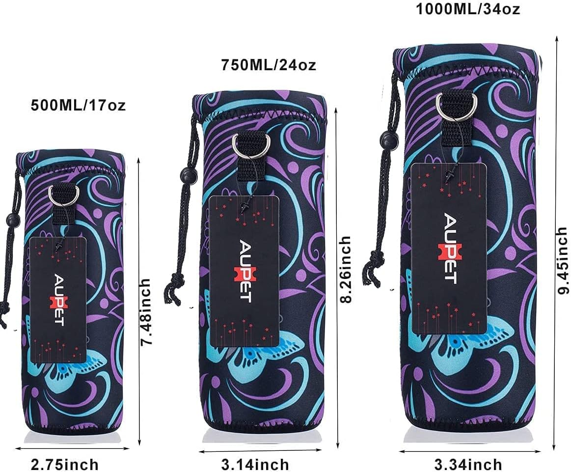 AUPET Water Bottle Sling Bag Carrier Crossbody Sleeve,Insulated Neoprene Bottle Case Holder Pouch Cover 500ML/17oz with Shoulder Strap for Walking Women Men