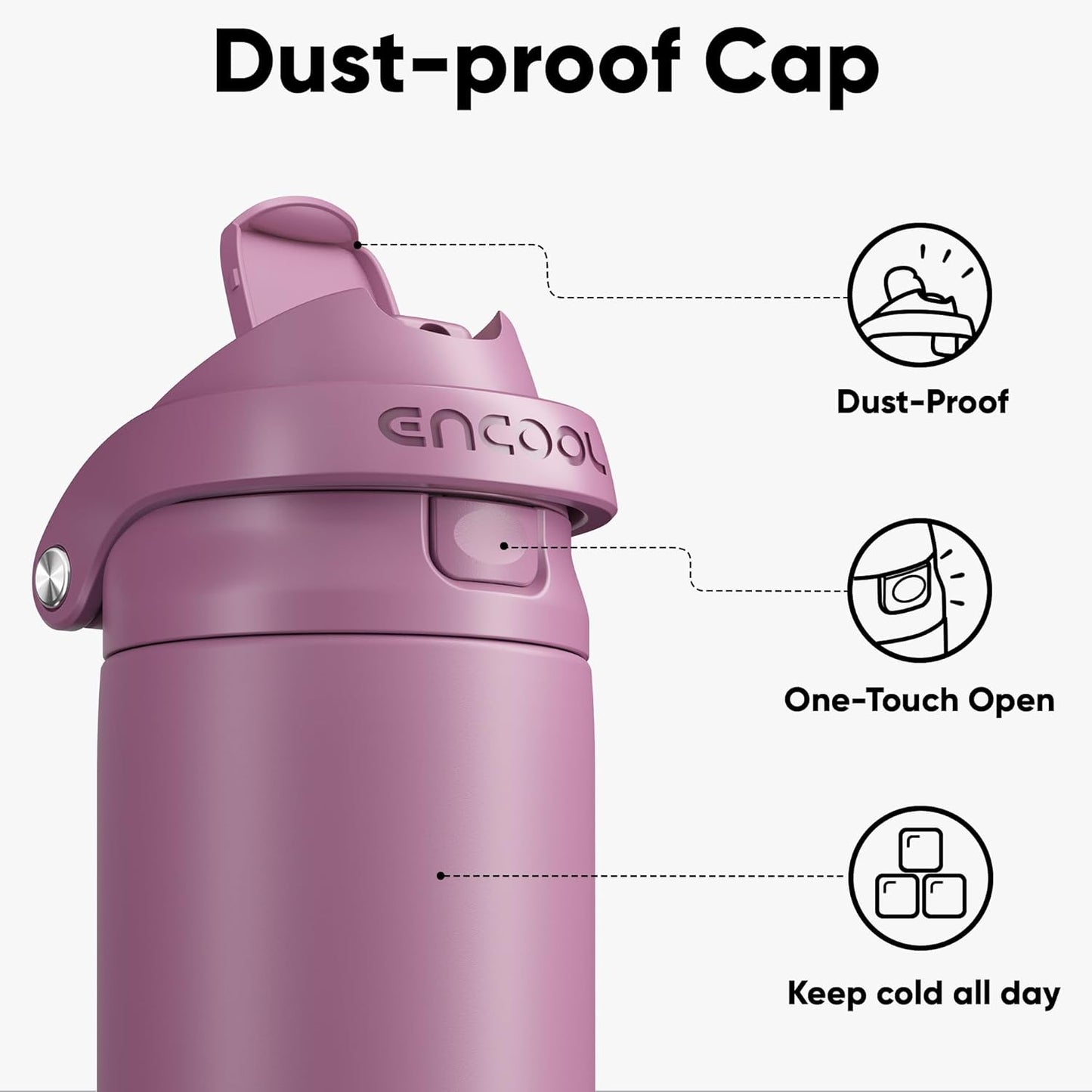 ENCOOL Leakproof Insulated Water Bottle with Straw Dual-Sip Water Bottle Bag-Safe Design for Work, Commute & Gym – Keeps Drinks Cold All Day, 24 oz, Lemonade Pink - Colors B
