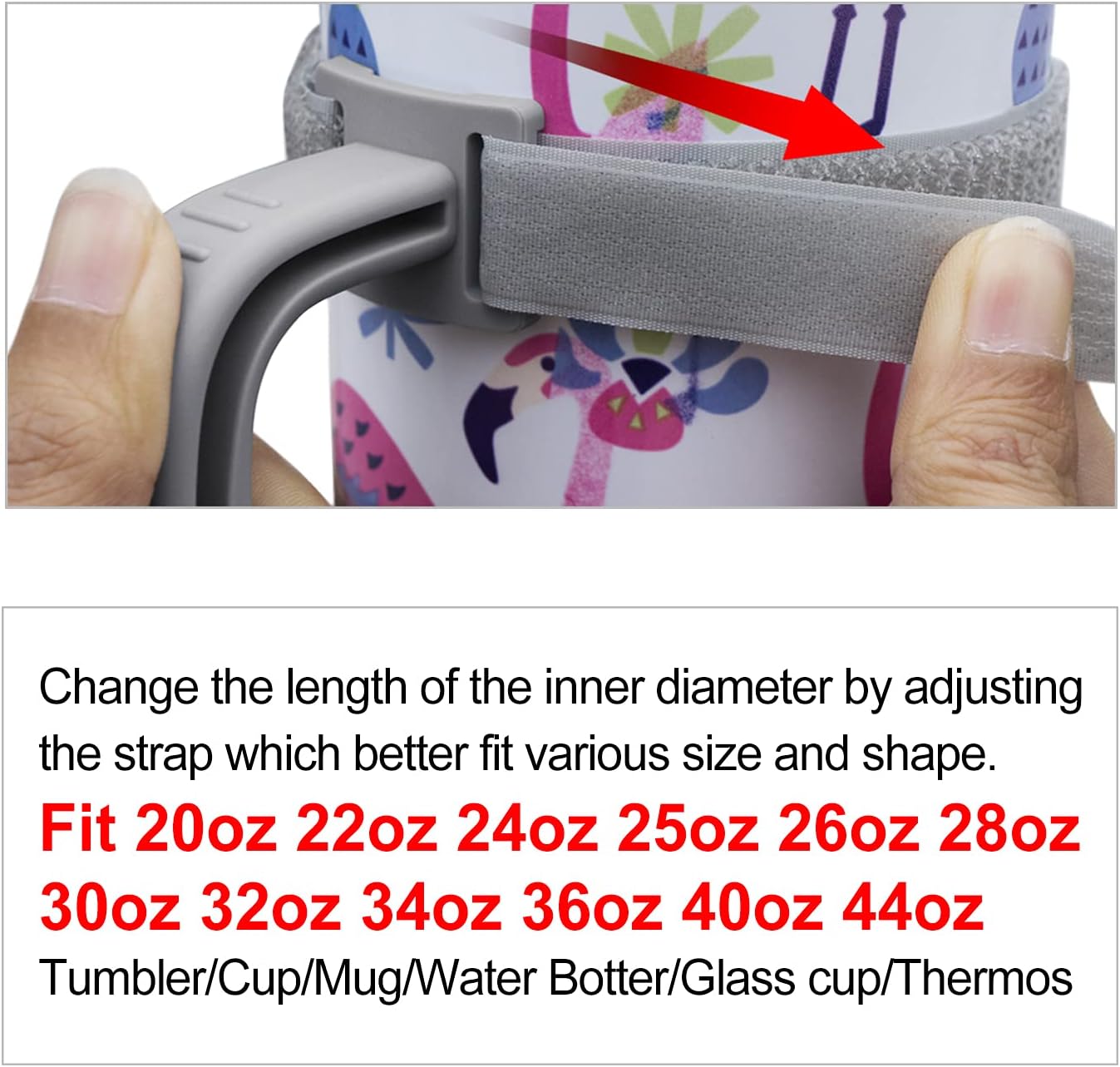 11 Colors Anti-Slip Adjustable Tumbler Cup Handle Fit 20 Oz to 44 Oz of YETI, RTIC, Ozark Trail, Simple Modern, SIC, SUNWILL, Tervis and More Brand Travel Tumbler Cup Mug NO Brand Limitid Black