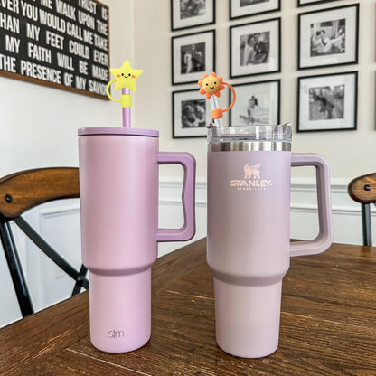 Straw Cover Cap for Stanley Cup, 4pcs 0.4in 10mm Diameter Reusable Dust-Proof Straw Topper Compatible with Simple Modern and Tumbler with Lid and Straws (4pcs sky set)