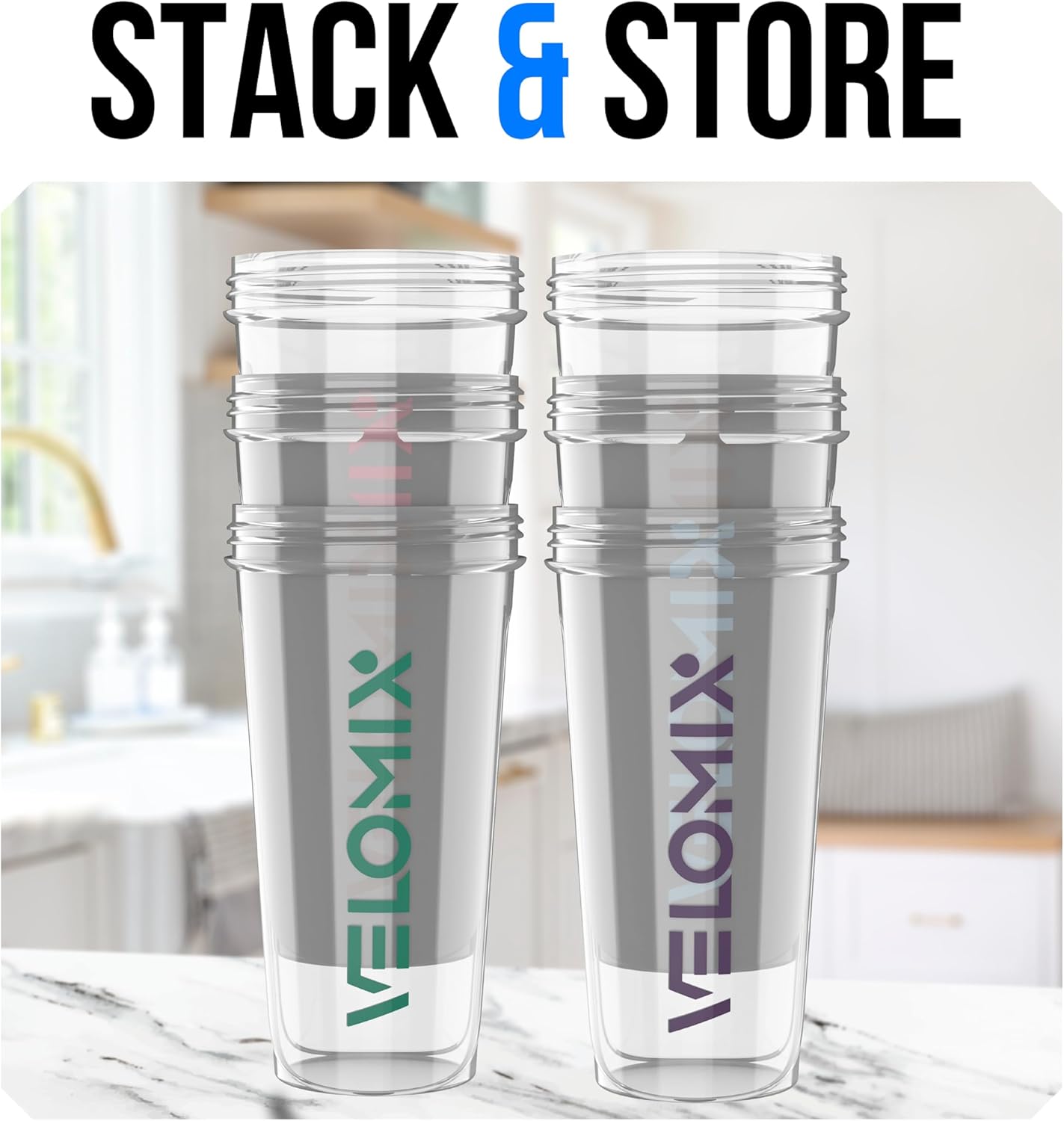 VELOMIX -6 PACK- 28 oz Protein Shaker Bottle for Protein Mixes - 6x Wire Whisk | Leak Proof Shaker Cups for Protein Shakes | Protein Shaker Bottle Pack | Protein Shake Cup (Earth Tones Collection)