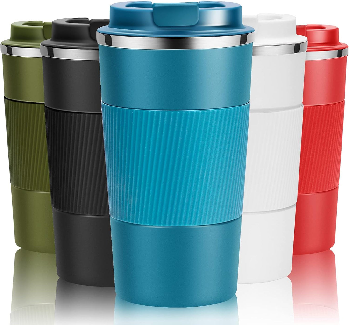 YINJOYI 12oz Travel Coffee Cups Insulated Tumbler Thermal Mug to Go with Lid Leak Proof Reusable Stainless Steel Coffee Mug Spill Proof for Hot and Iced Cold Drinks (Red, 380ml)