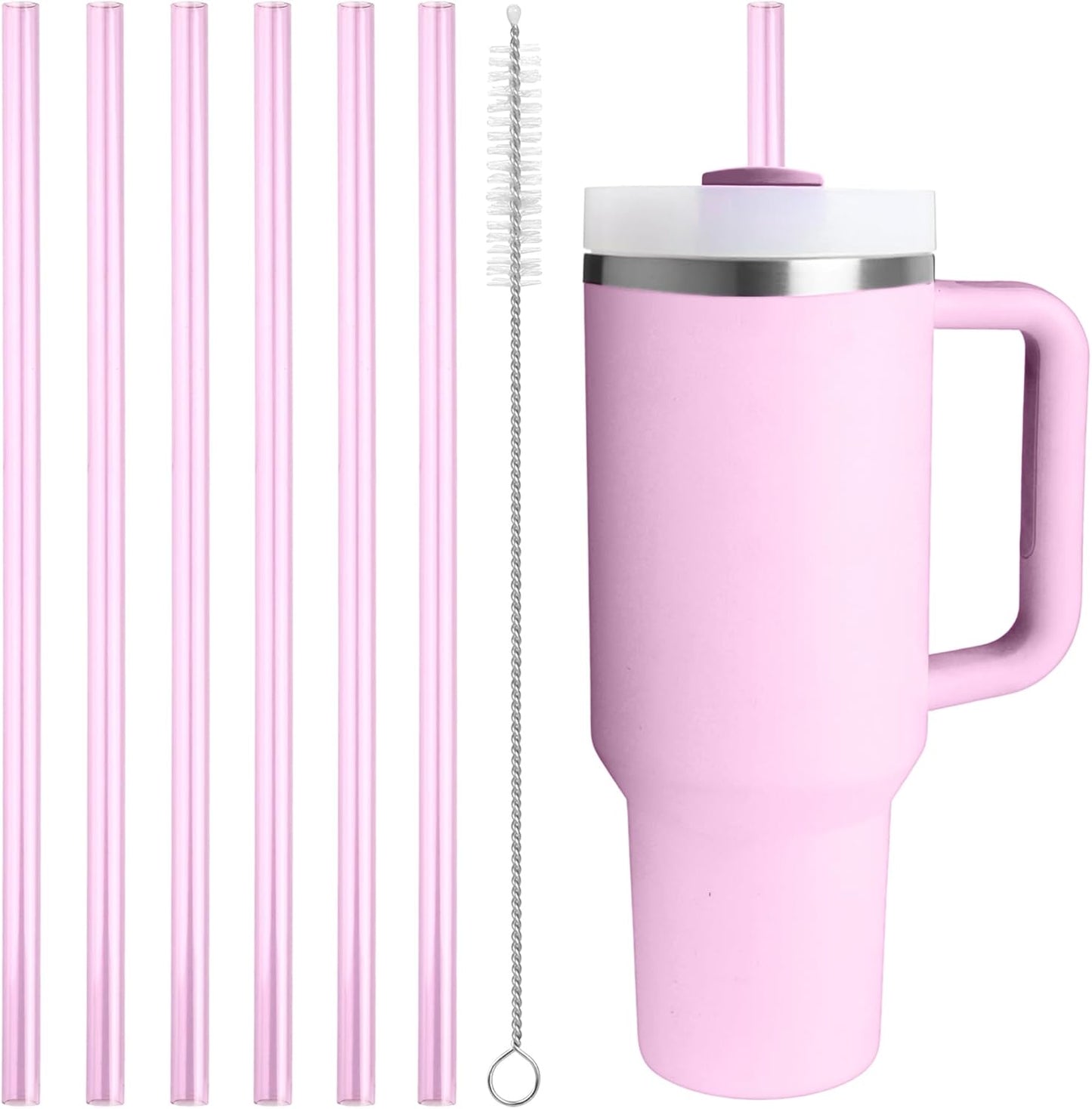 Replacement Straw Compatible with 40 oz Stanley Quencher Tumbler, 12 Inch Extra Long Reusable Plastic Straws for 40 Oz Cup,Clear-6 Pack