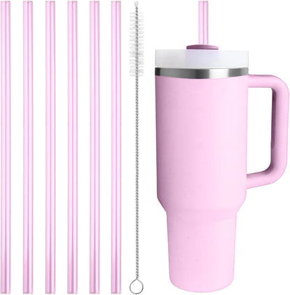 Replacement Straw Compatible with 40 oz Stanley Quencher Tumbler, 12 Inch Extra Long Reusable Plastic Straws for 40 Oz Cup,Clear-6 Pack