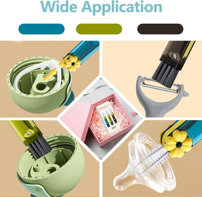 3 in 1 Cup Lid Cleaning Brush, 4PCS Multifunctional Crevice Cleaning Brush for Water Bottle Insulated Cup Tumbler Lid Groove Narrow Space Detail Cleaner Home Kitchen Gadgets