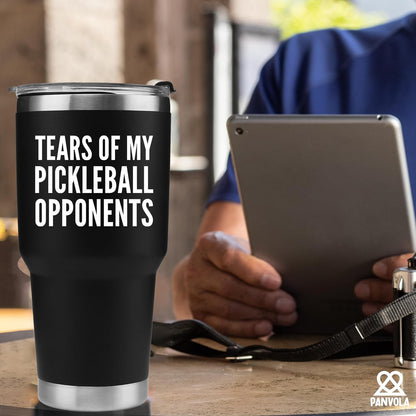 Panvola Tears of My Pickleball Opponents Tumbler Sports Player Coach Gifts Vacuum Insulated Stainless Steel Tumbler With Removable Lid And Straw (30 oz)