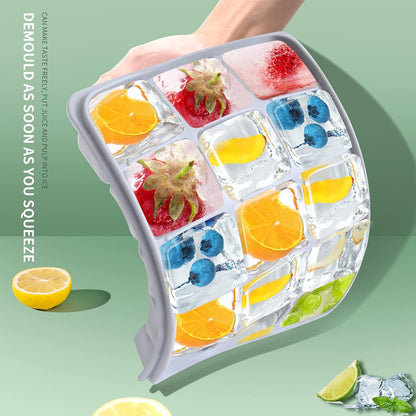 Ice Cube Trays Set of 2, Easy Release 15 Flexible Silicone Ice Cube Molds with Removable Lid Reusable Freezer Ice Trays Stackable for Whiskey, Baby Food, BPA Free (BAMBOO GREEN)