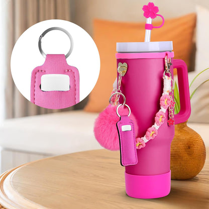 Mity rain Cup Accessories for Stanley Cup 30oz 40oz Tumbler with Handle, Including Water Bottle Handle Strap, Chapstick Holder, Boot, Keychain Charms, Straw Topper Cover Cap for Stanley (Purple)