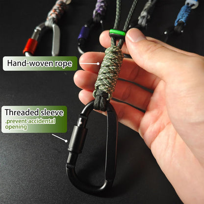 Paracord Keychain/Carabiner Clip - Jaymokes D Ring Metal Hook for Water Bottle, Key, Backpacks and More