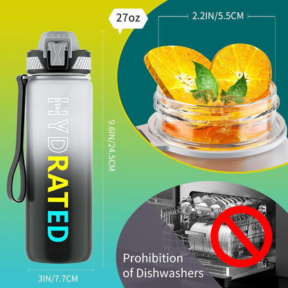 QLUR Water Bottle with Straw, 32oz Motivational Water Bottles with Time Marker to Drink, Tritan BPA Free, 1L Sports Water Bottle with Carry Strap LeakProof for Women Gym Fitness Outdoor (1 Pack)