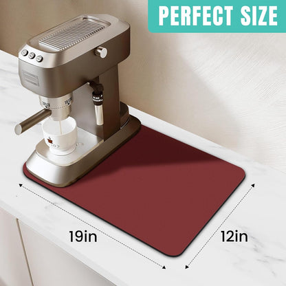 WISELIFE Coffee Mat Super Absorbent Dish Drying Mat Coffee Bar Accessories Match with Machine Large Drying Mats for Kitchen Counter 12" W x 19" L, Black