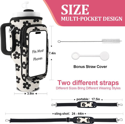Stanley Carrier Bag for Stanley 40oz/30ozTumbler with Phone with 2 Adjustable Strap,3 Pockets Bottle Stanley Cup Carrier Bag & Case,Accessories for Hiking Travelling