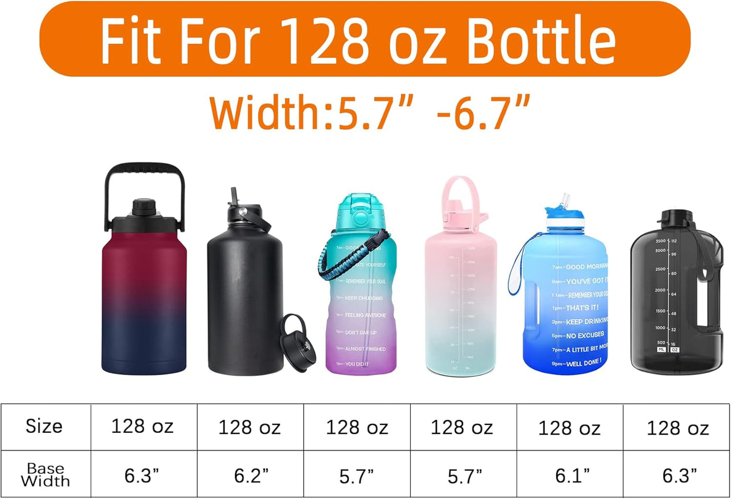 AceTreker 32/40/64/128 oz Neoprene Insulated Water Bottle Carrier Bag, Sling Bag Sleeve Pouch Holder with Strap & Paracord Handle and 2 Pocket for Travelling, Hiking, Camping