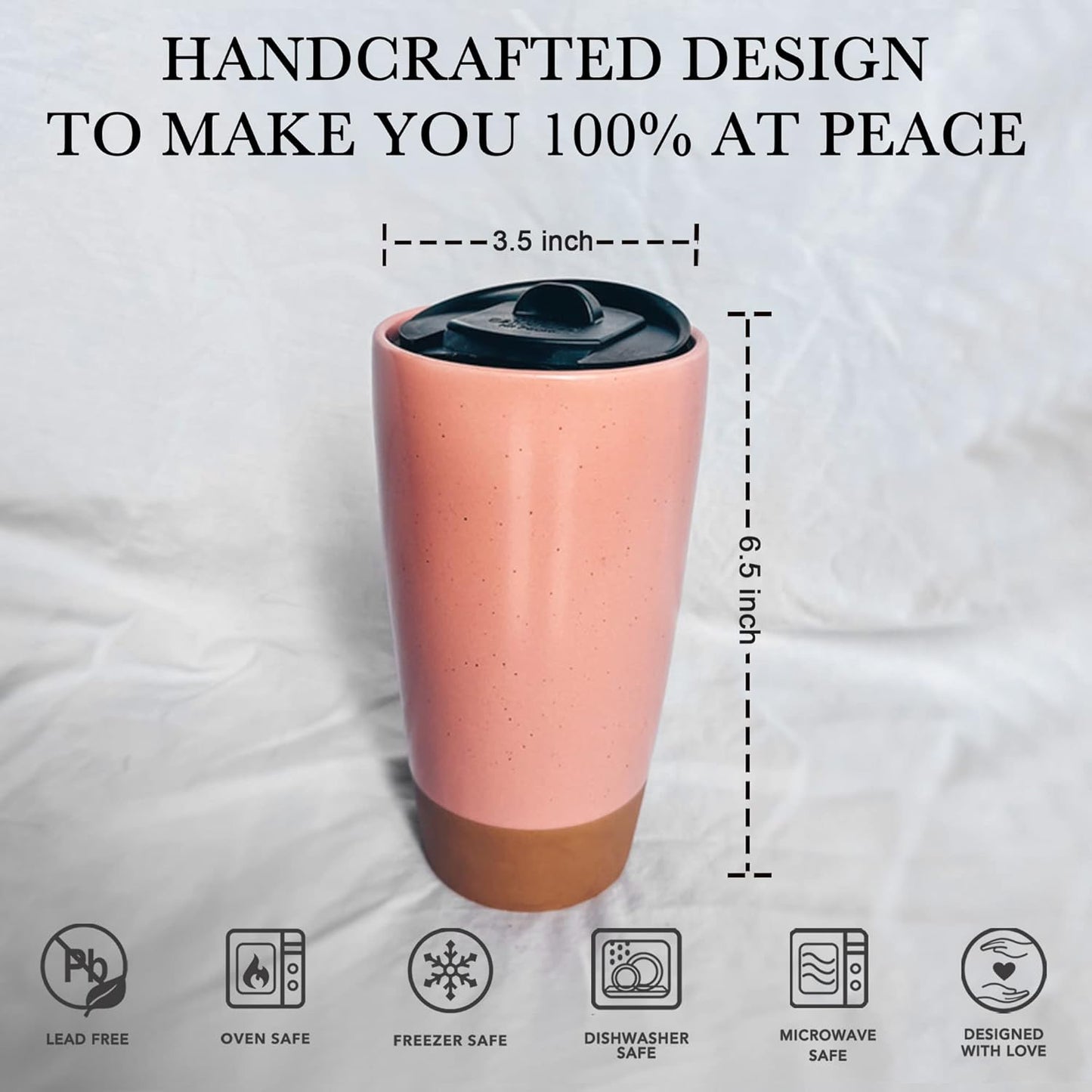Mora Double Wall Ceramic Coffee Travel Mug with Lid, 14 oz, Portable, Microwave, Dishwasher Safe, Insulated Reusable Tall Cup, Splash Resistant Lid - To Go Tumbler for Car Cup Holder, Nightwaves