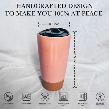 Mora Double Wall Ceramic Coffee Travel Mug with Lid, 14 oz, Portable, Microwave, Dishwasher Safe, Insulated Reusable Tall Cup, Splash Resistant Lid - To Go Tumbler for Car Cup Holder, Nightwaves