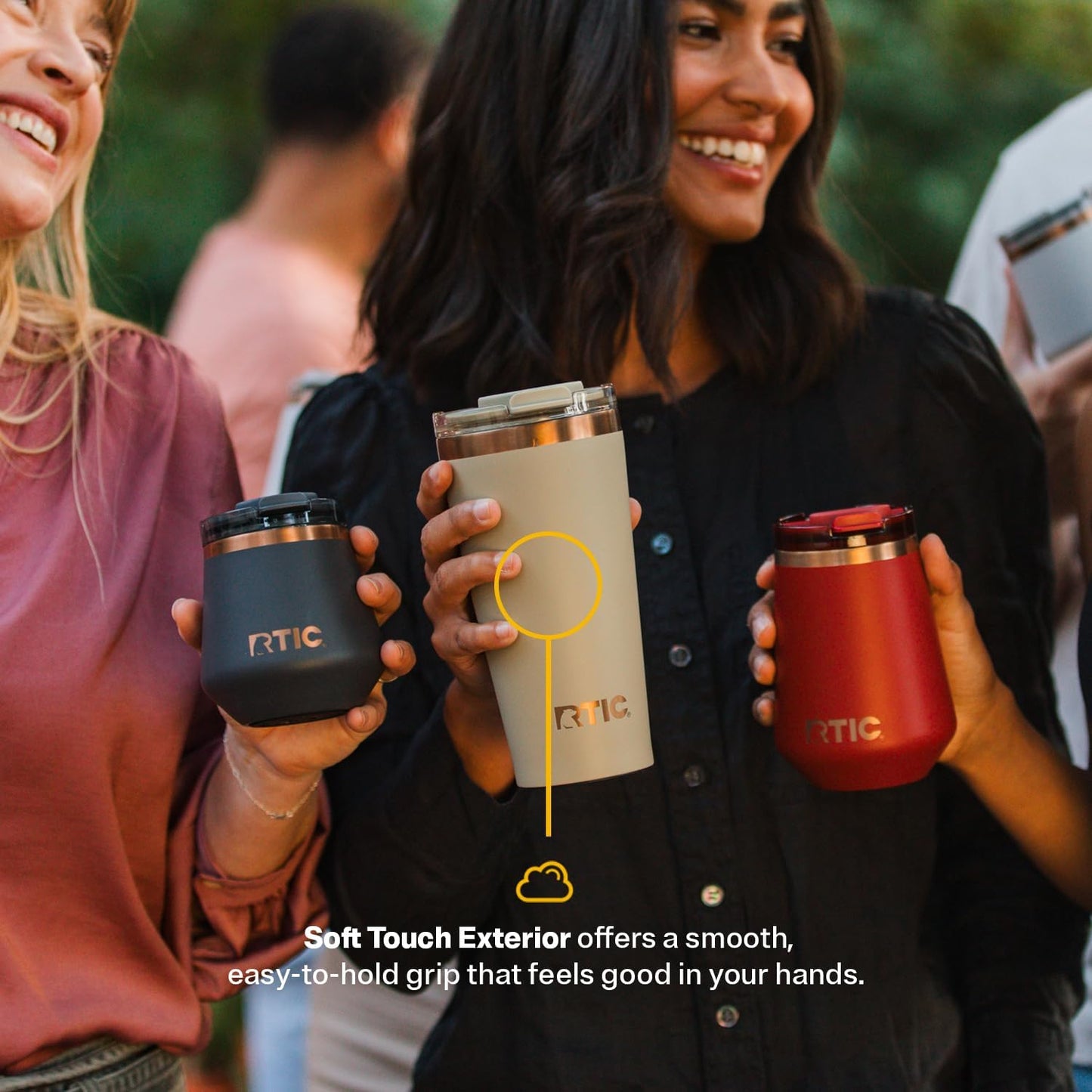 RTIC 18oz Happy Hour Pint Tumbler with Lid, Insulated, Ceramic Lined, Stainless Steel Metal, Portable Travel Cup for Hot and Cold Drink, Black Cherry