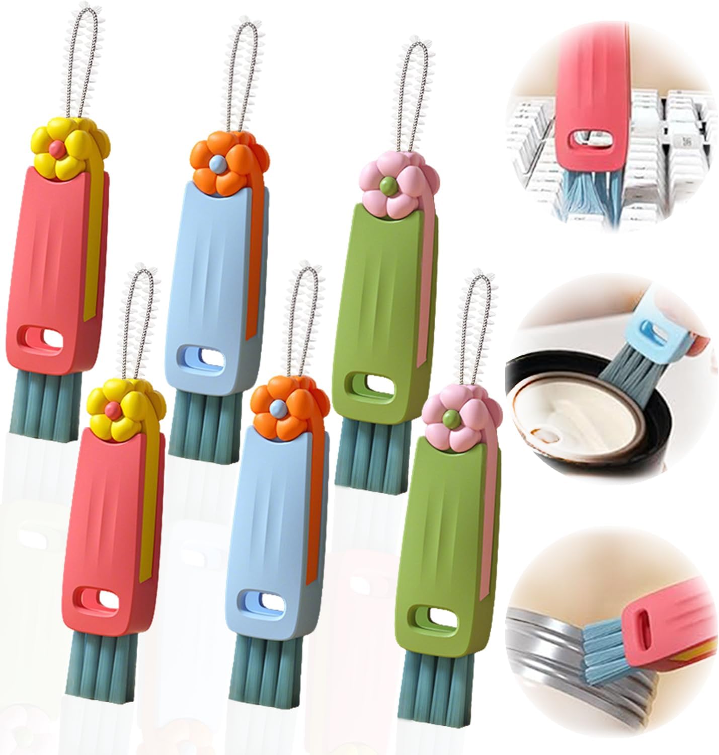 3 in 1 Cup Lid Gap Cleaning Brush Set, Bottle Cleaning Brush Multifunctional Bottle Cleaner Brush Home Kitchen Cleaning Tools, 3PCS