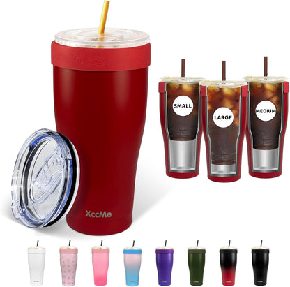 Universal Iced Coffee Sleeve,32oz Double Wall Stainless Steel Insulator Fits 16-32oz Starbucks/Dunkin/McDonalds Cups,Reusable Iced Coffee Cup Holder,Leak-Proof Tumbler for Hot,Cold Drink