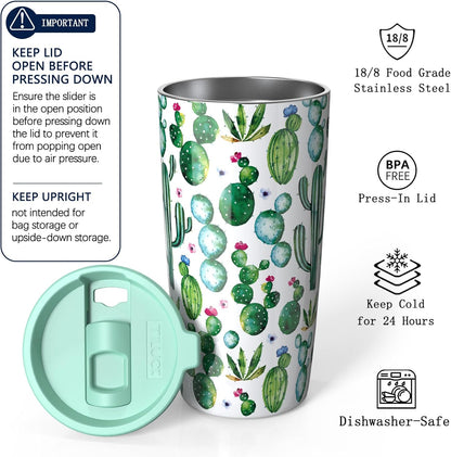 TILUCK 20 oz Insulated Tumbler with BPA-Free Lid, Stainless Steel Vacuum Travel Coffee Mug, Double Wall Coffee Tumbler（20oz，Matte DarkBlue）