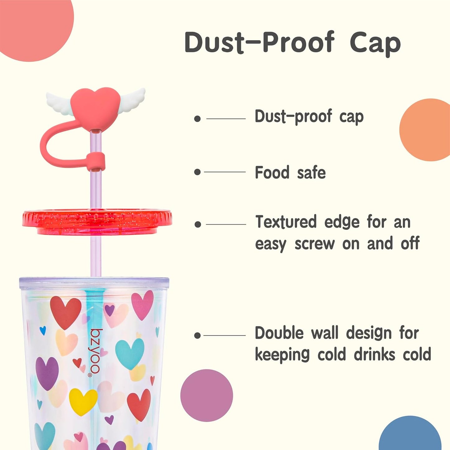bzyoo SIP 24oz (710ml) Double Wall Plastic Tumbler with Lid and Straw Cold Drink Travel Mug Reusable Party Cup Perfect for Office Ice Coffee or Tea and Gift Color: Pink & Purple